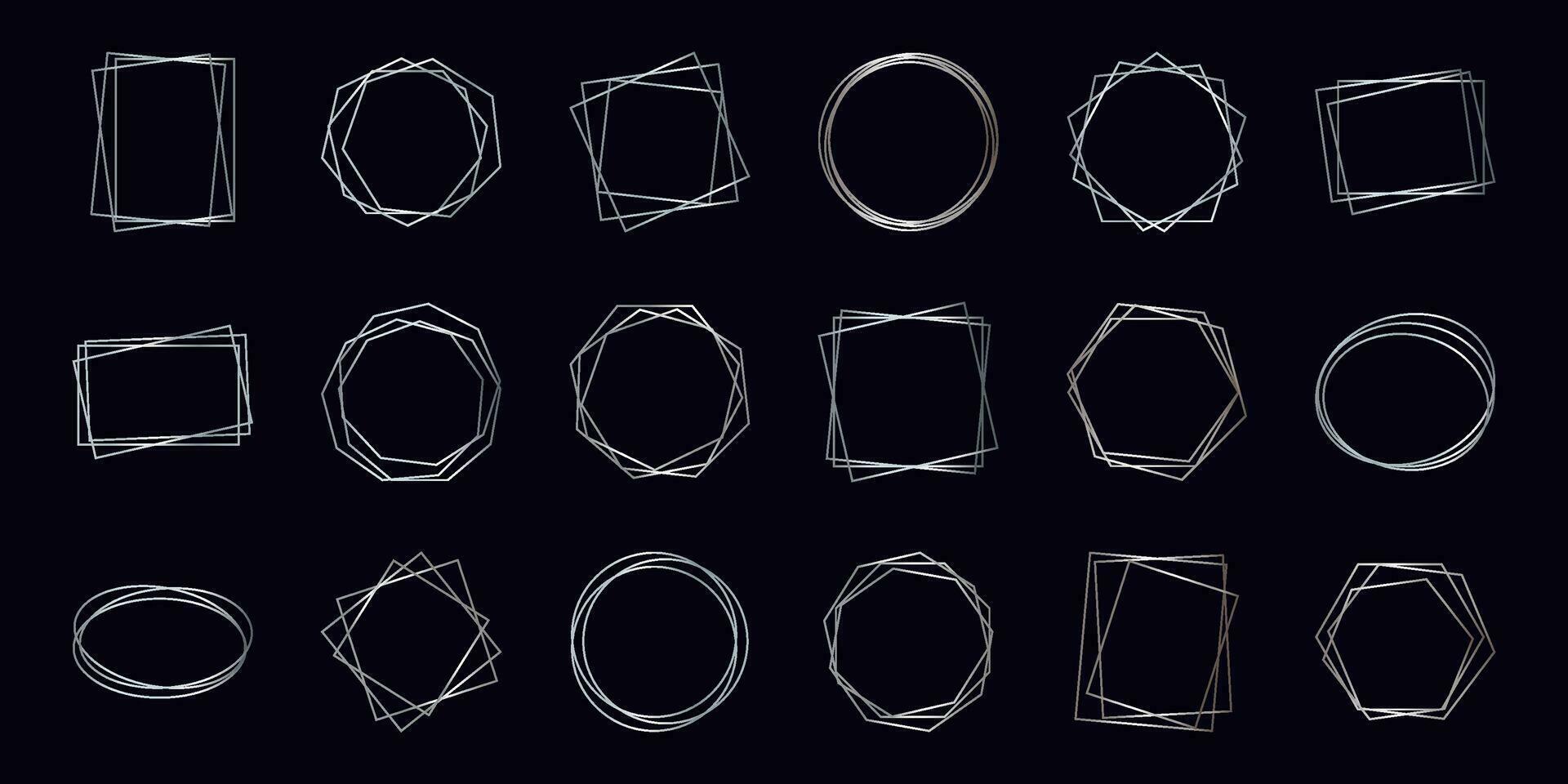 Silver geometric polygonal frame vector