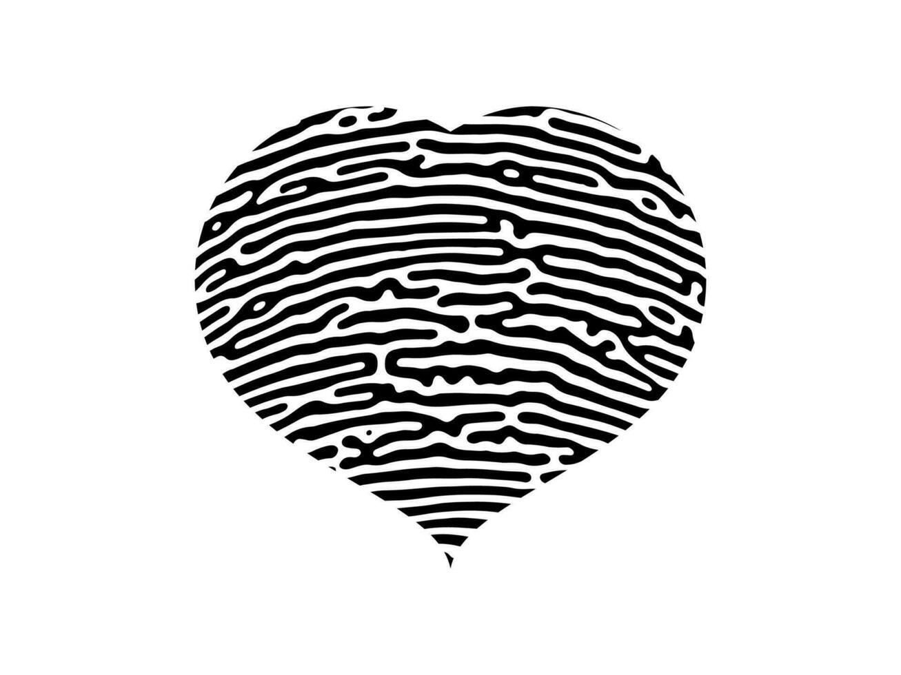 Fingerprint heart silhouette vector