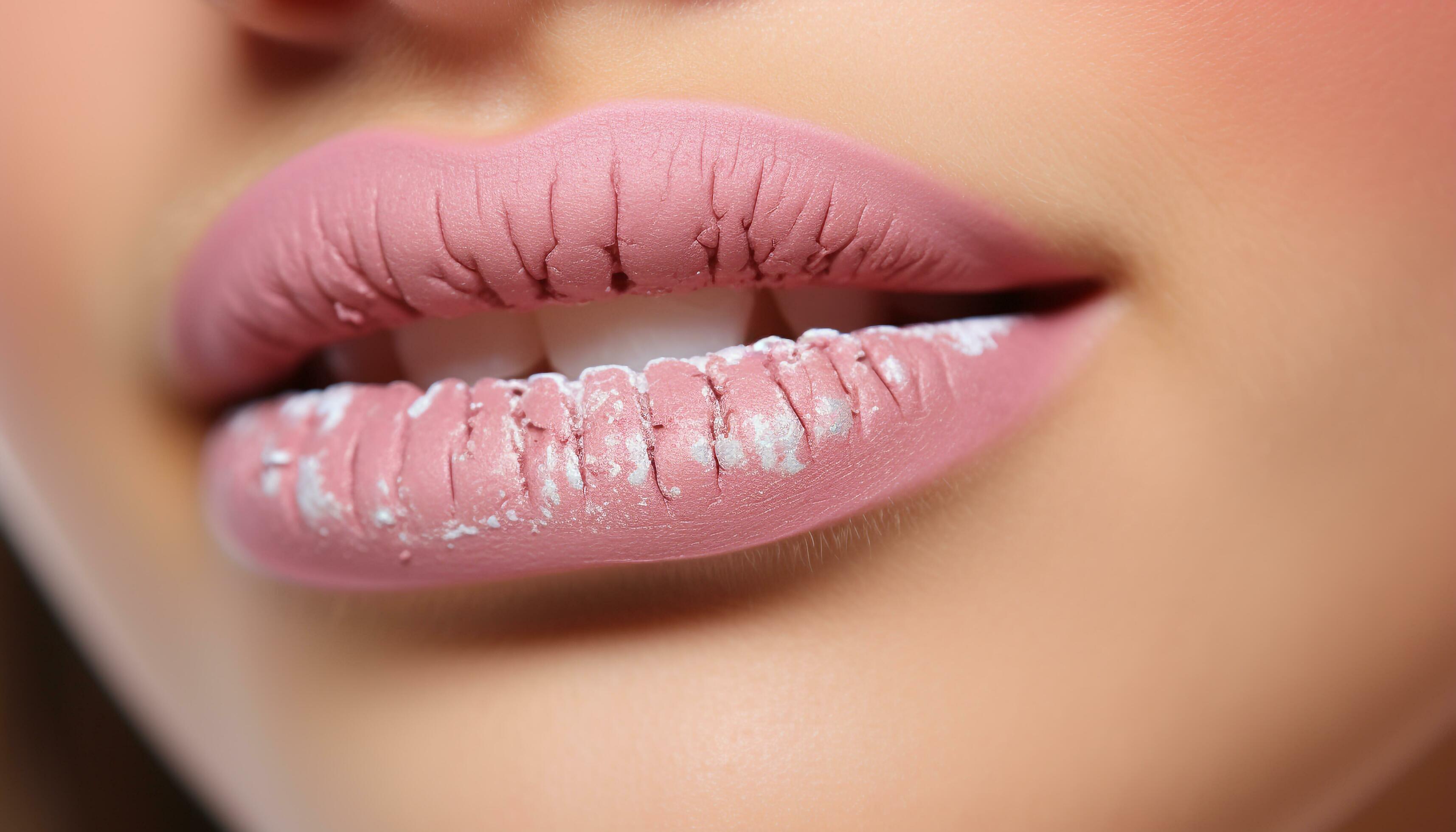 Beautiful woman with shiny pink lips, smiling with elegance and glamour