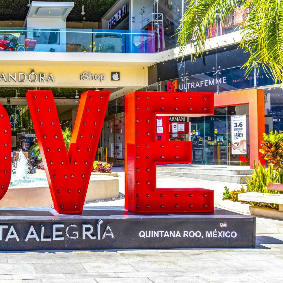 Playa del Carmen Quintana Roo Mexico 2021 Red love lettering sign symbol in Playa del Carmen Mexico. photo