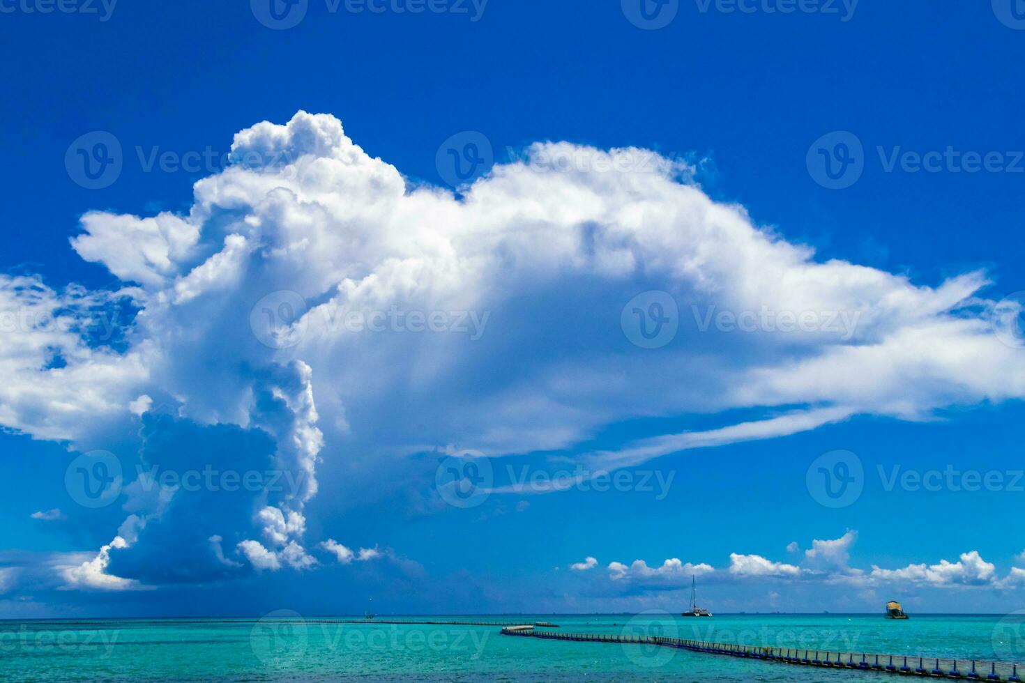 Tropical Caribbean beach clear turquoise water Playa del Carmen Mexico. photo