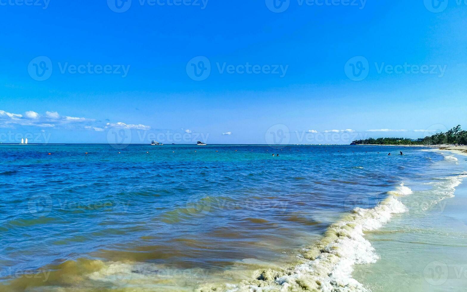 Tropical mexican beach clear turquoise water Playa del Carmen Mexico. photo