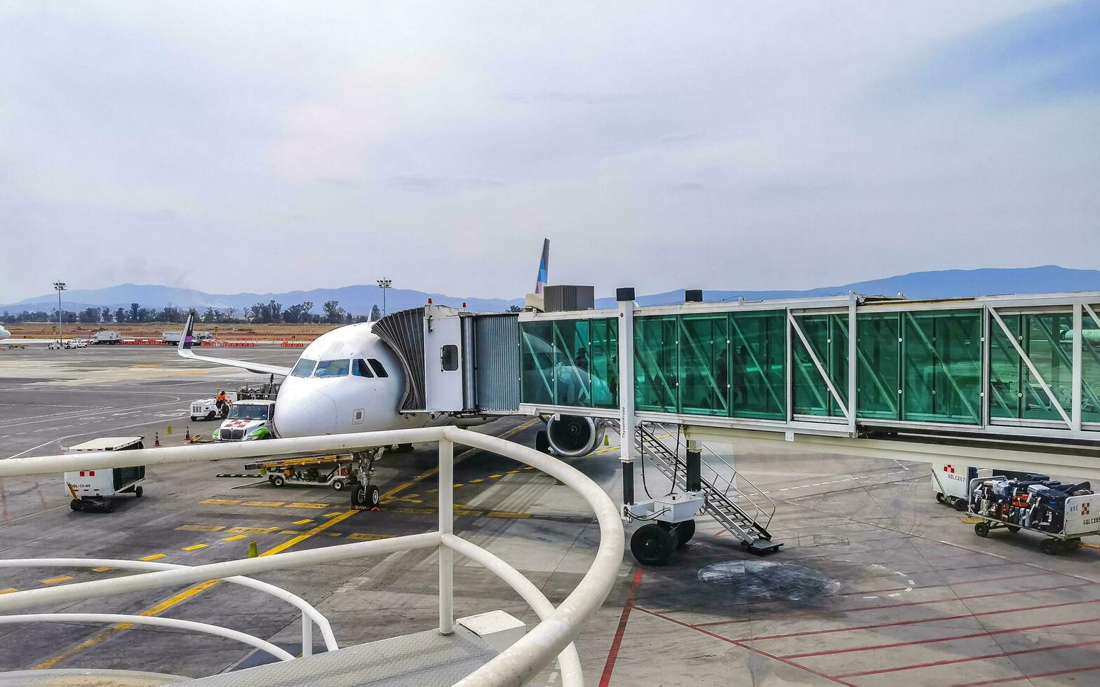 Guadalajara Jalisco Mexico 2023 Guadalajara International Airport aircraft runway indoor building and gate Mexico. photo