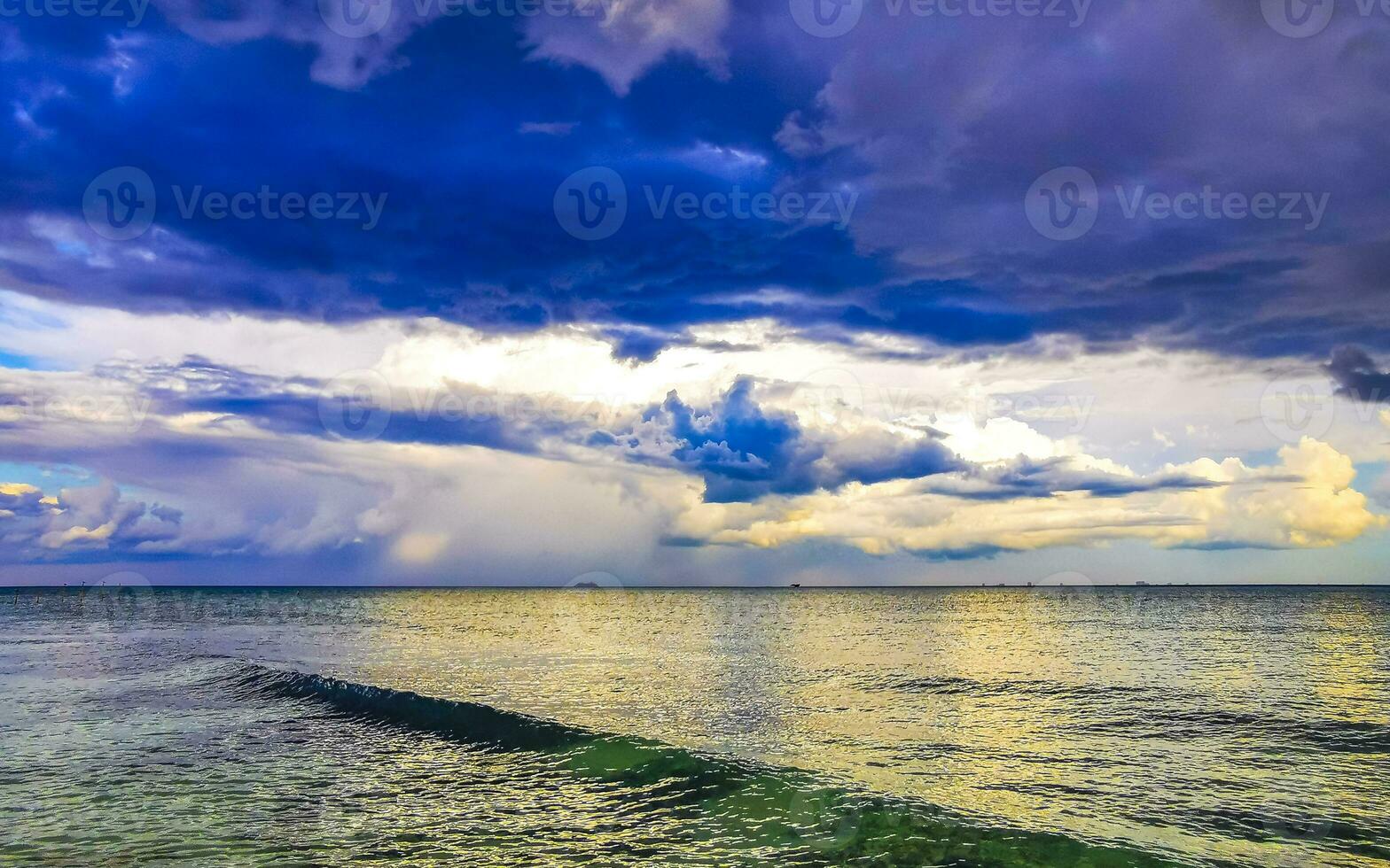 Tropical Caribbean beach clear turquoise water Playa del Carmen Mexico. photo