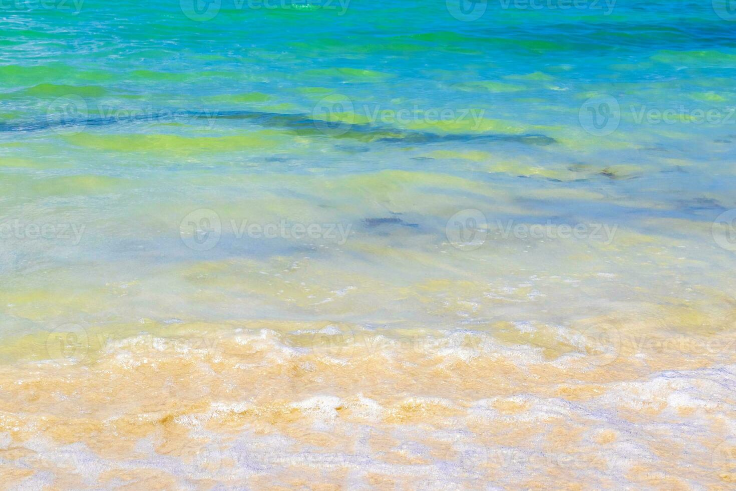 Waves at tropical beach caribbean sea clear turquoise water Mexico. photo