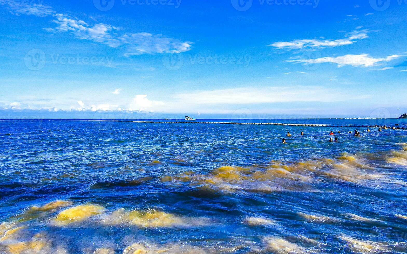 Tropical Caribbean beach clear turquoise water Playa del Carmen Mexico. photo