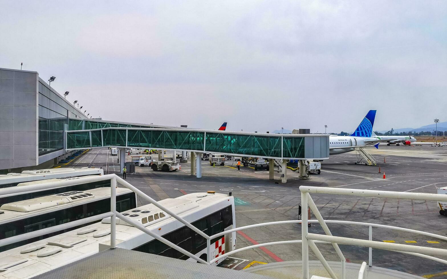 Guadalajara Jalisco Mexico 2023 Guadalajara International Airport aircraft runway indoor building and gate Mexico. photo