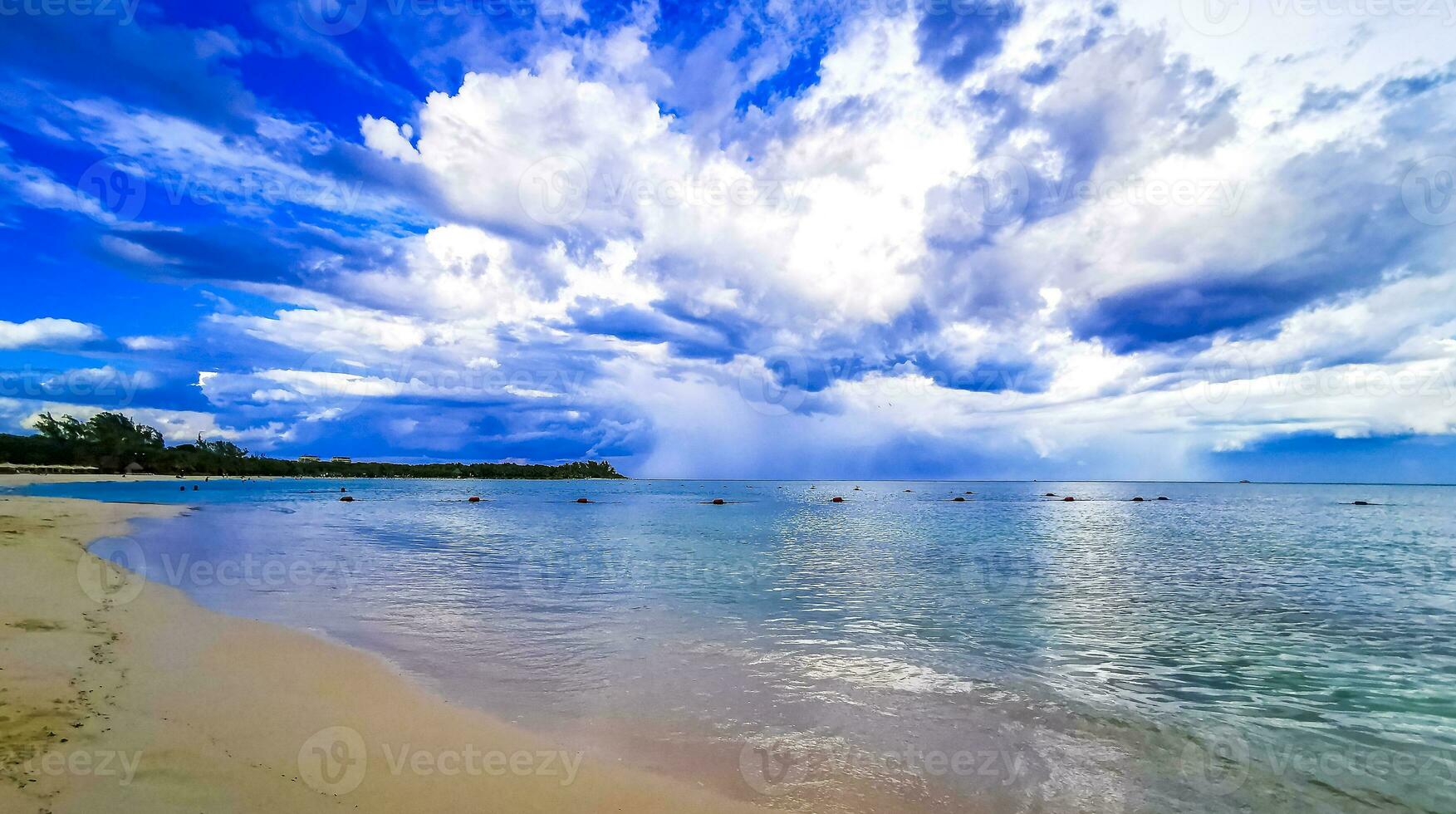 Tropical Caribbean beach clear turquoise water Playa del Carmen Mexico. photo