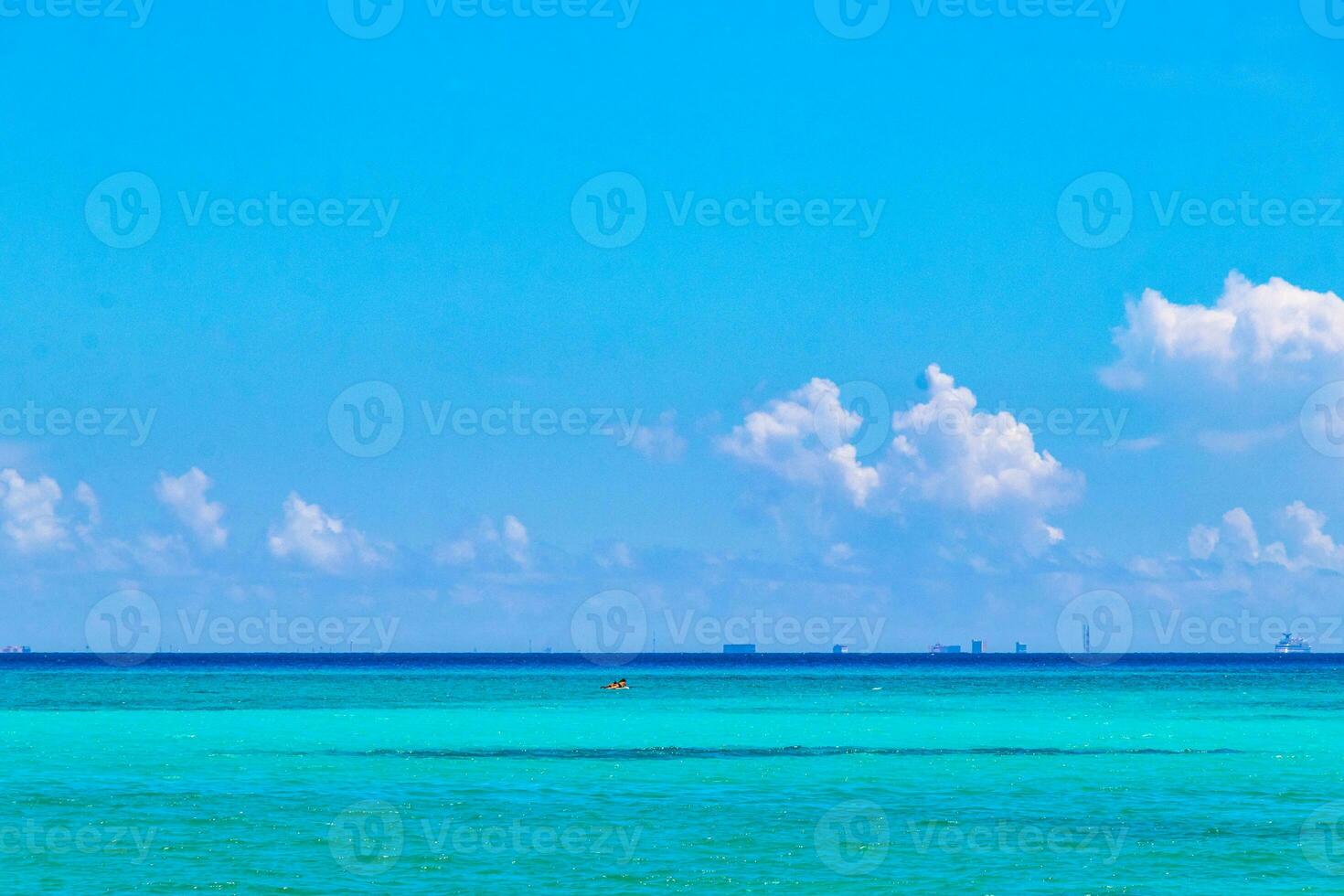 Tropical caribbean sea panorama view to Cozumel island cityscape Mexico. photo