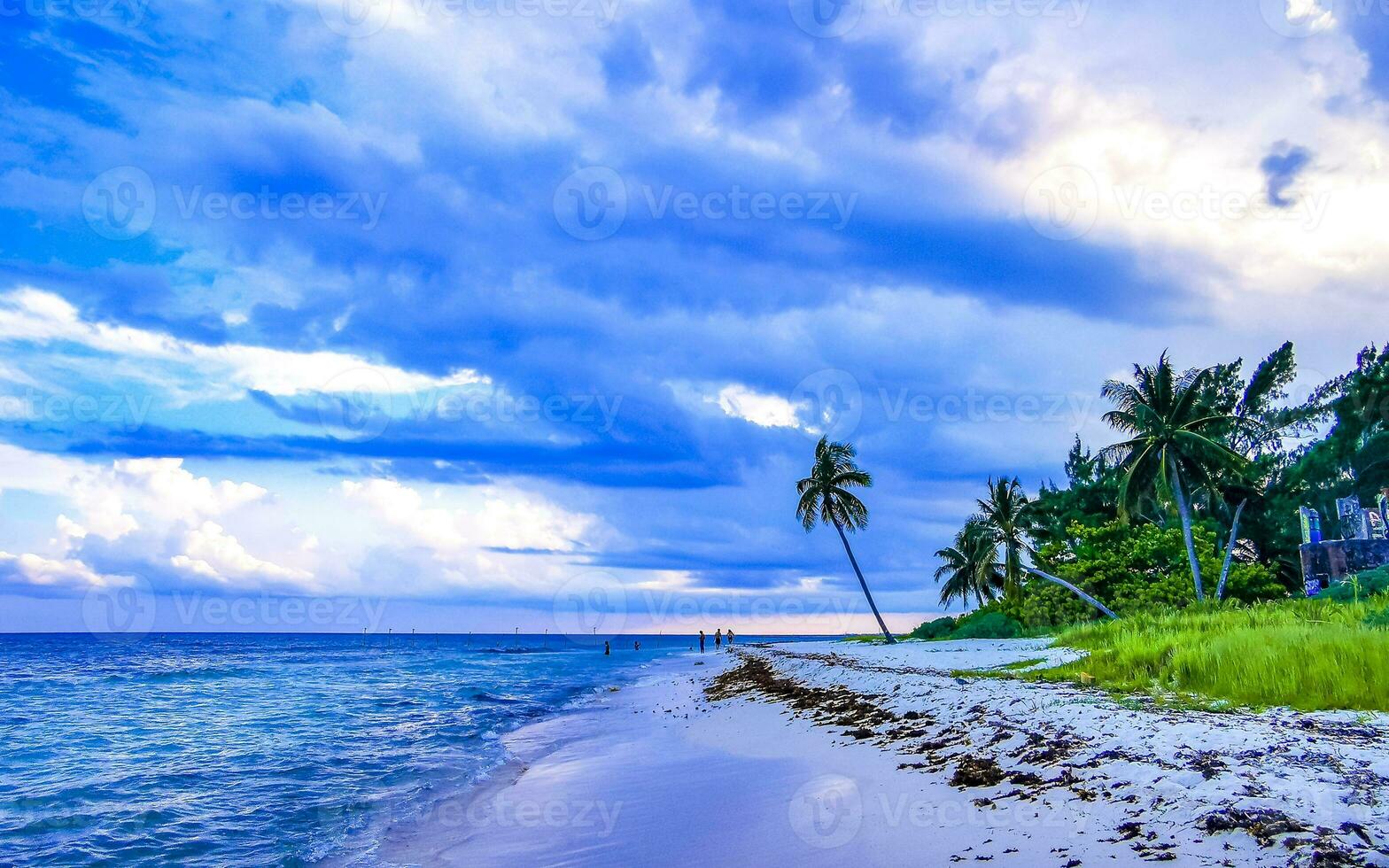 Tropical Caribbean beach clear turquoise water Playa del Carmen Mexico. photo