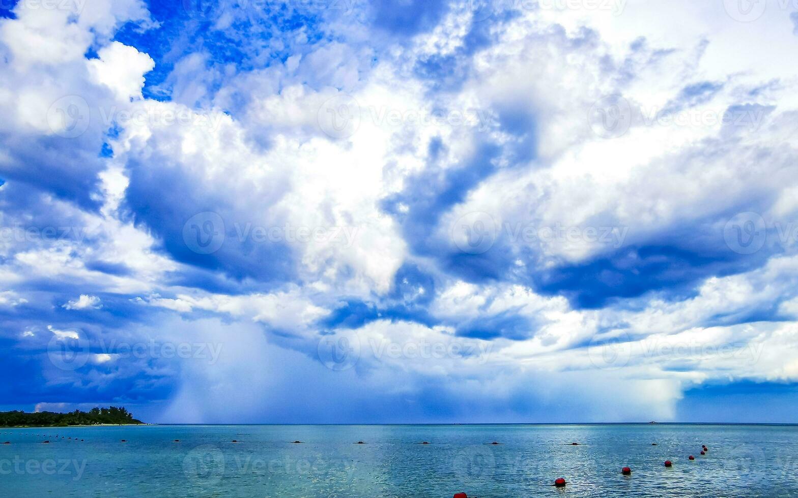 Tropical Caribbean beach clear turquoise water Playa del Carmen Mexico. photo