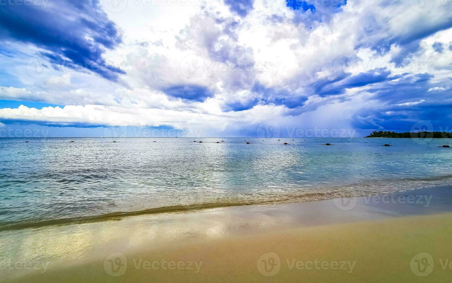 Tropical Caribbean beach clear turquoise water Playa del Carmen Mexico. photo