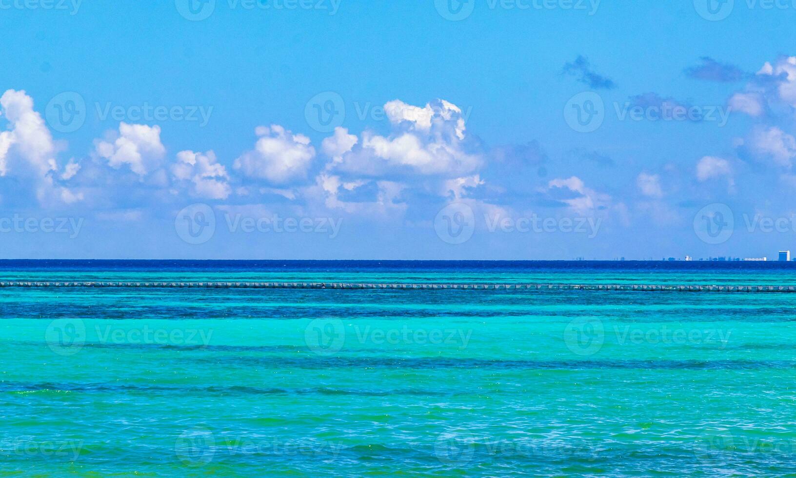 Tropical Caribbean beach clear turquoise water Playa del Carmen Mexico. photo