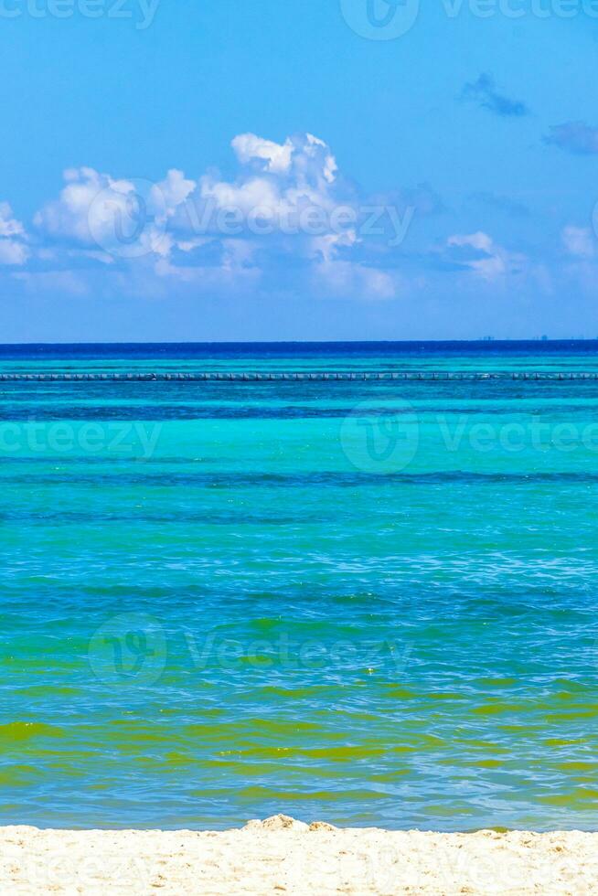 Tropical Caribbean beach clear turquoise water Playa del Carmen Mexico. photo