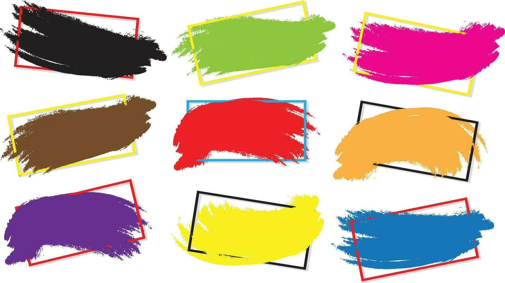 abstract coloring brush vector design set.