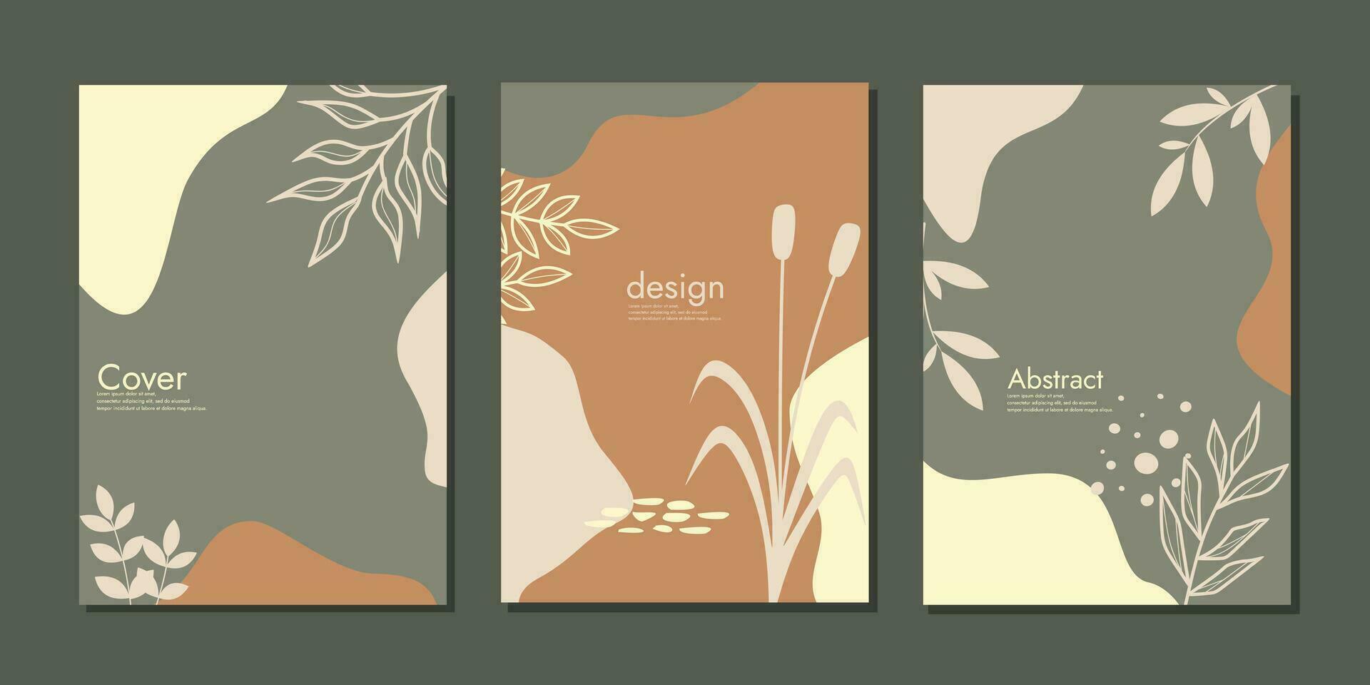 Cover design with floral pattern. Hand drawn plants. size A4 For notebooks, planners, brochures, books, catalogs vector