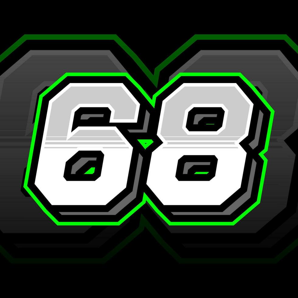 Sixty Eight Number Vector Clipart Simple Decal Design