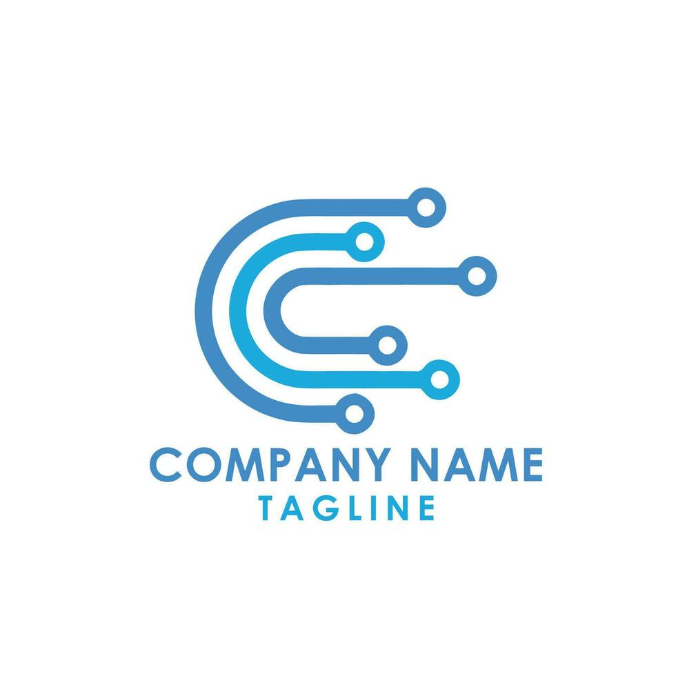 c technology logo design vector