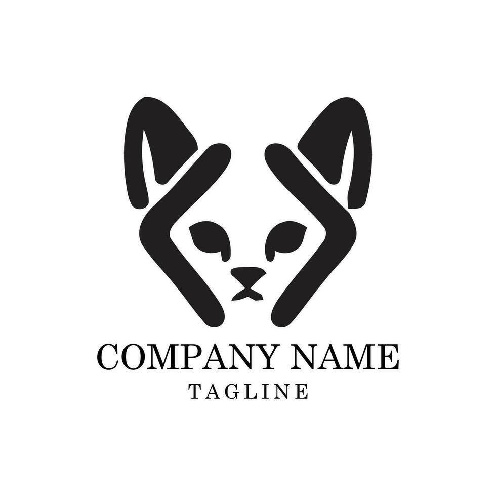 cat head logo design vector