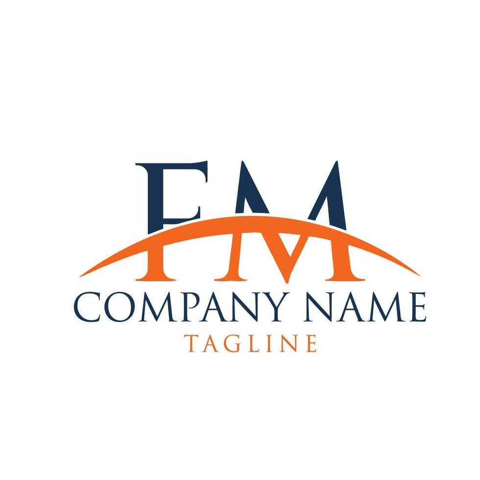 fm typography logo design vector
