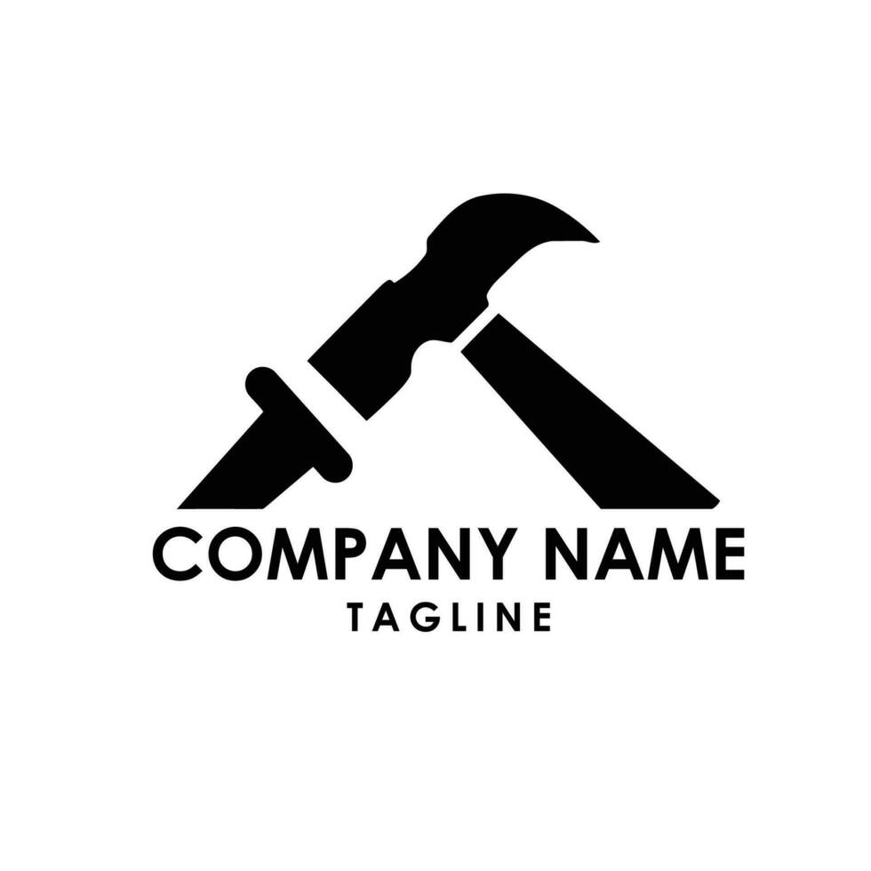 Doodle Hammer Paint logo vector