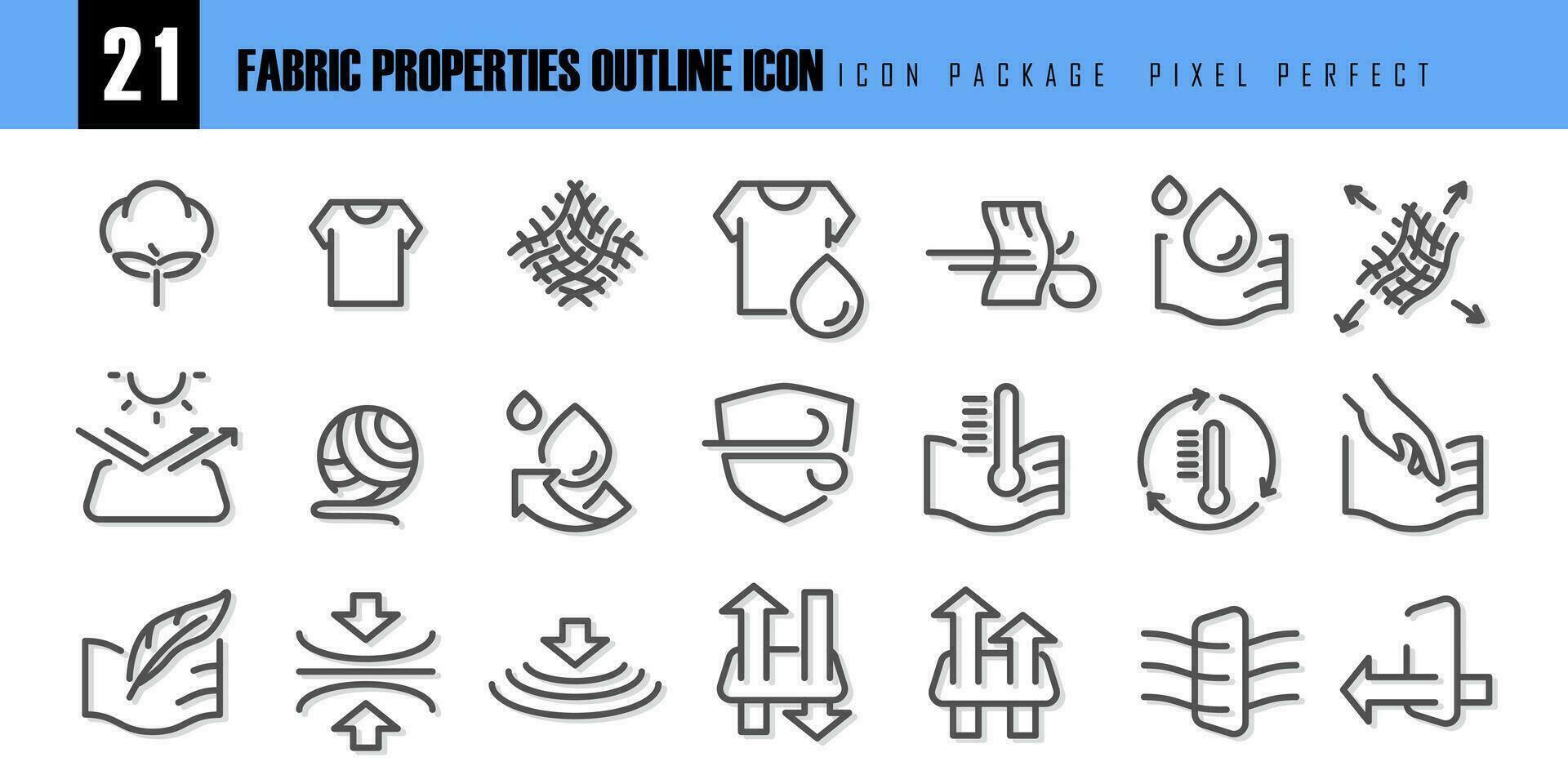 Fabric Properties outline icon pixel perfect set. vector icon related of fabric properties. vector icon