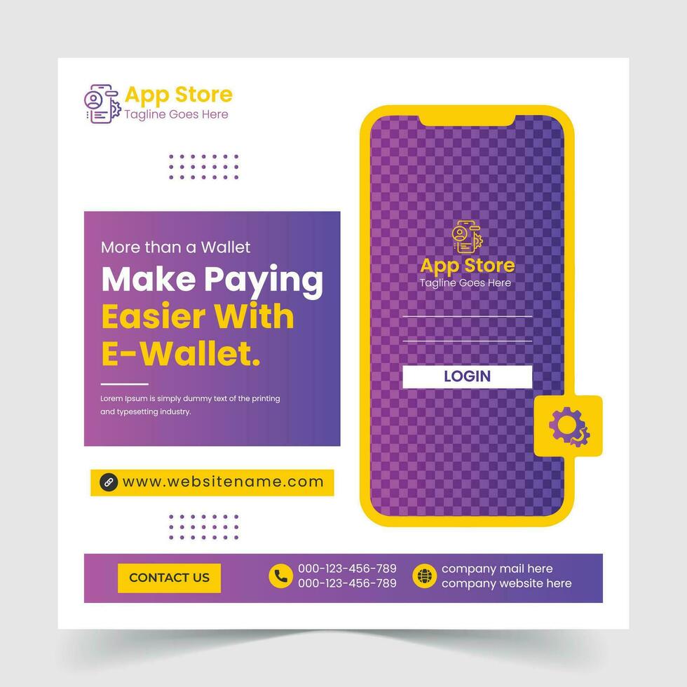 Make paying easier with e-wallet best easy services promotional social media posts and banner design template vector