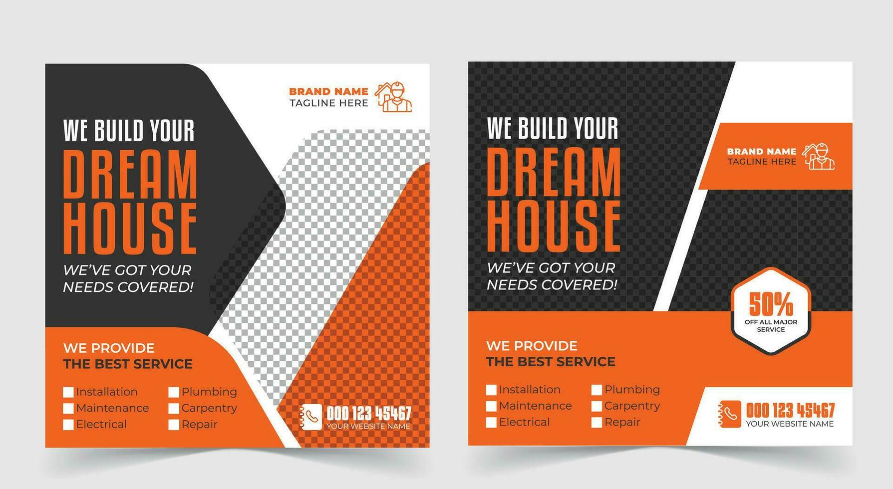 we build your dream house square social media post banner, banners template, post ready file vector