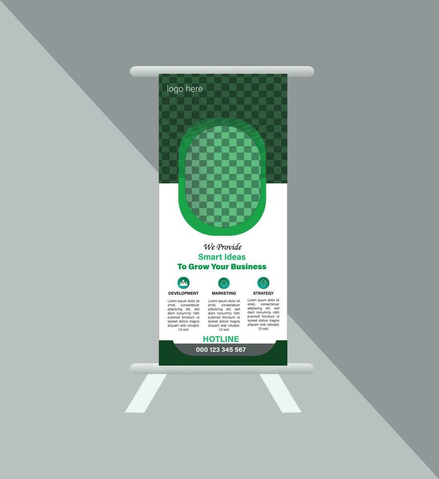 Business Roll up banner vertical template design, for brochure, business, flyer, infographics. modern x-banner and flag-banner advertising. vector illustration