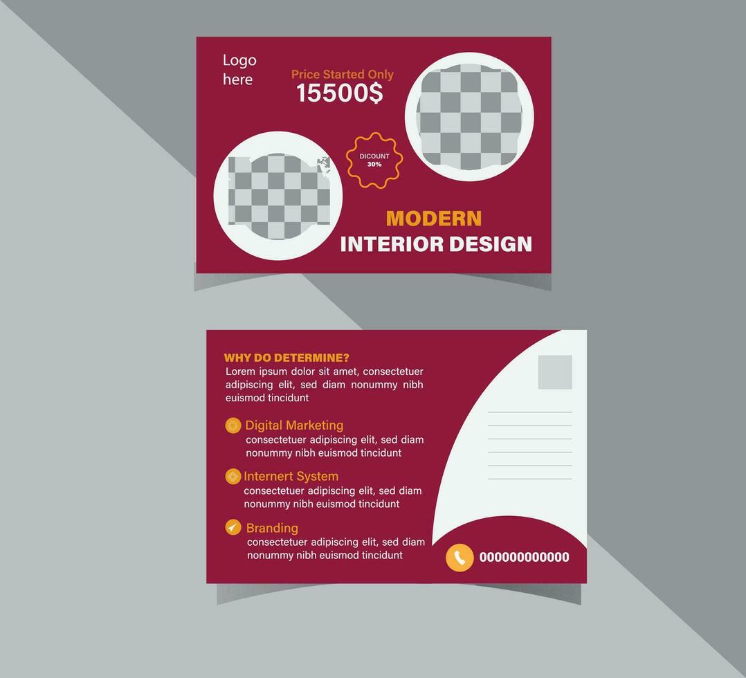 Postcard template, Business or corporate postcard design Pro Vector