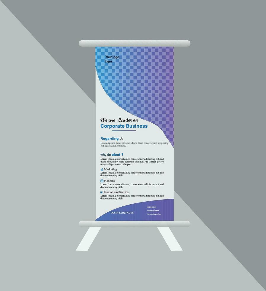 Business Roll up banner vertical template design, for brochure, business, flyer, infographics. modern x-banner and flag-banner advertising. vector illustration