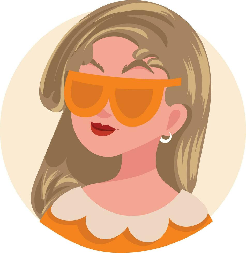 Cartoon vector illustration young female characters faces with glasses, halloween idea woman with colorful hair, pretty portraits for social networks or user profiles in internet, icon costume party