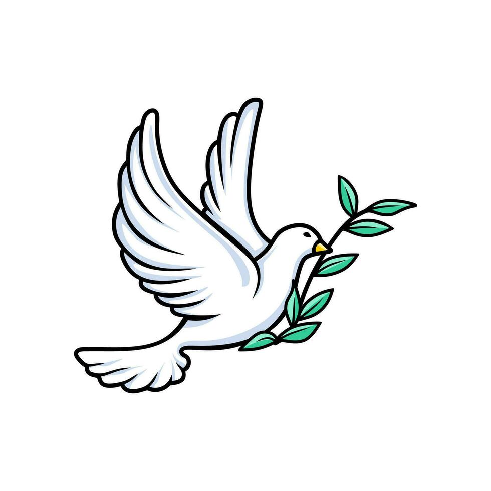 world peace day dove and branch icon isolated vector