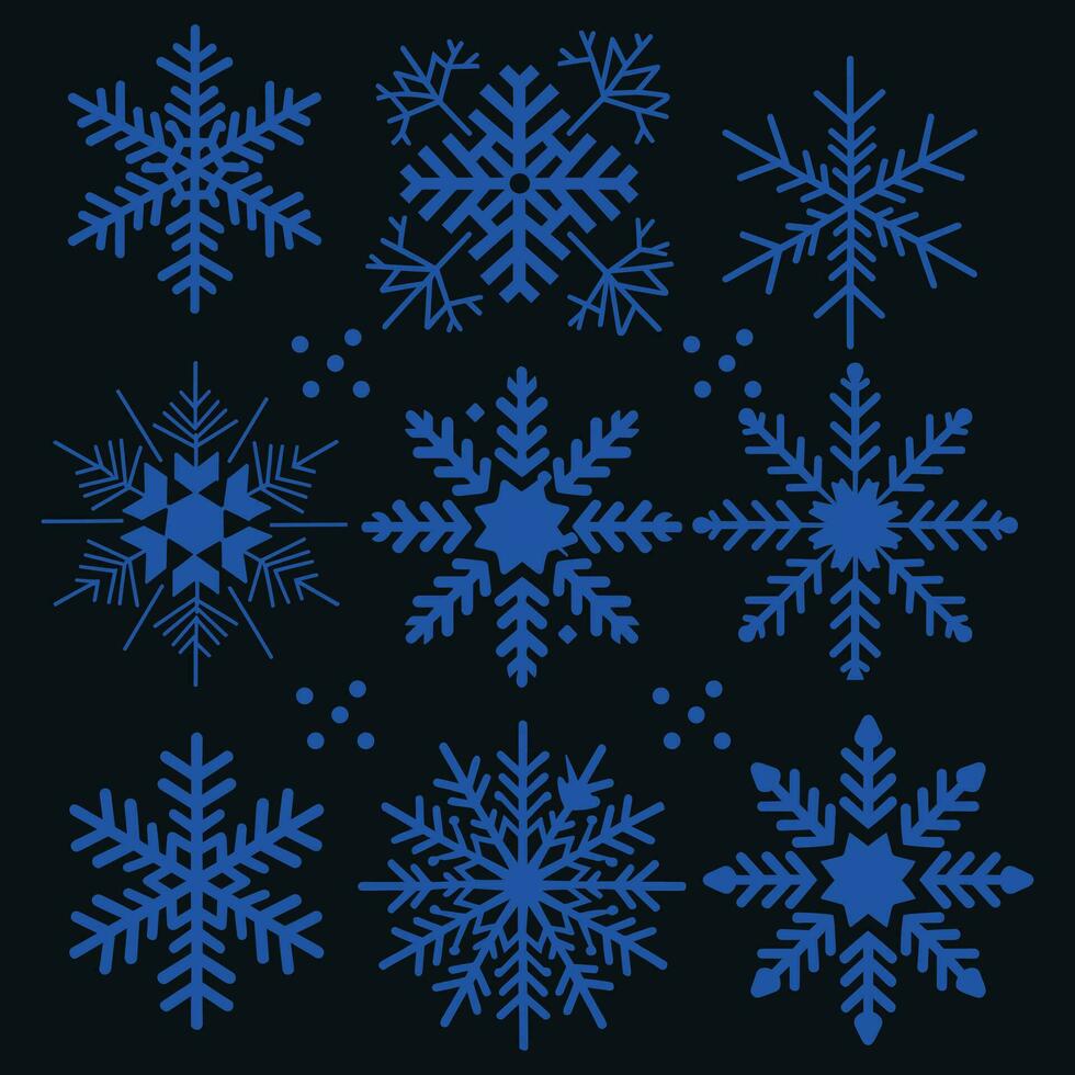 Snowflake icon set, colorful snowflake set on Free Vector