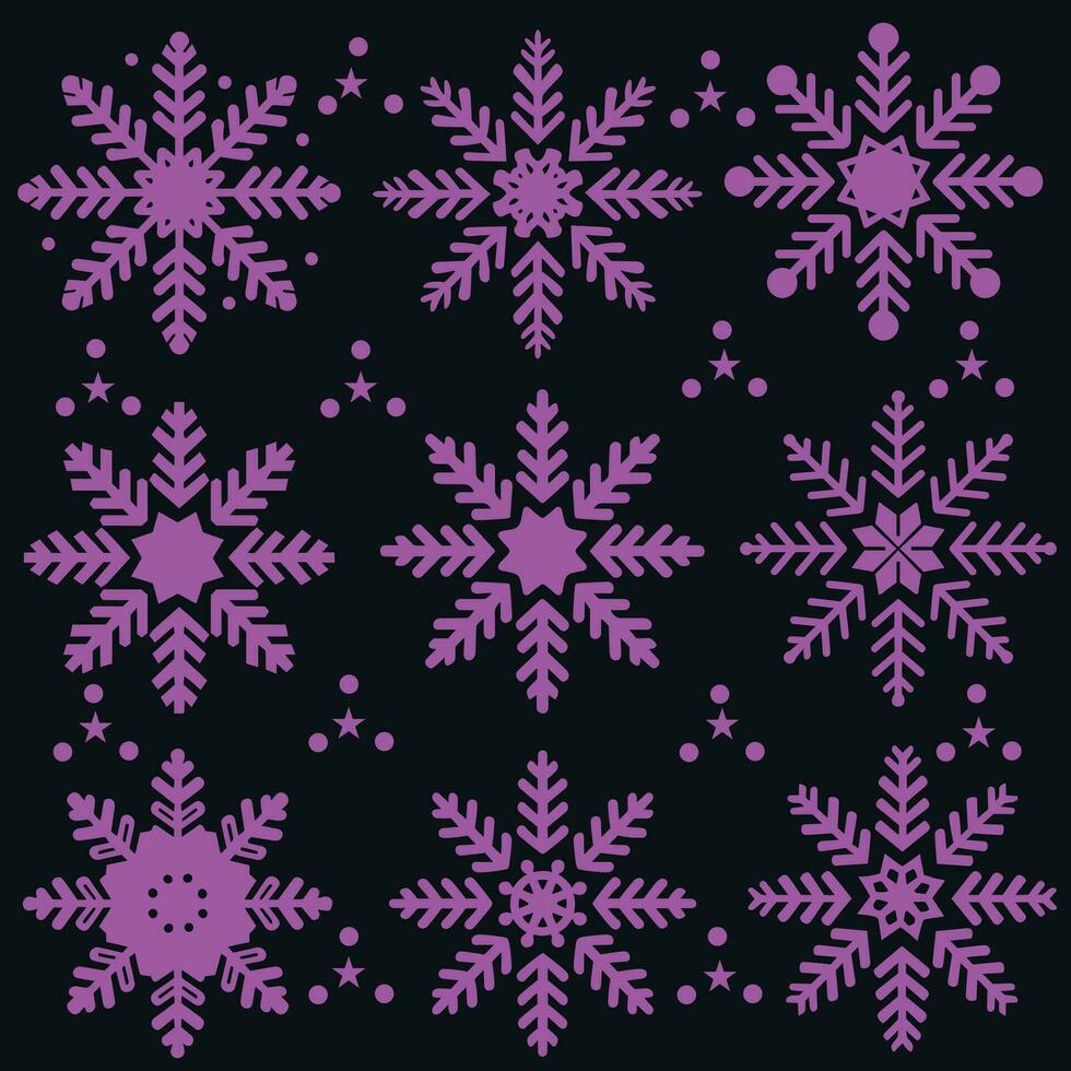 Snowflake icon set, pink snowflake set on  Free Vector
