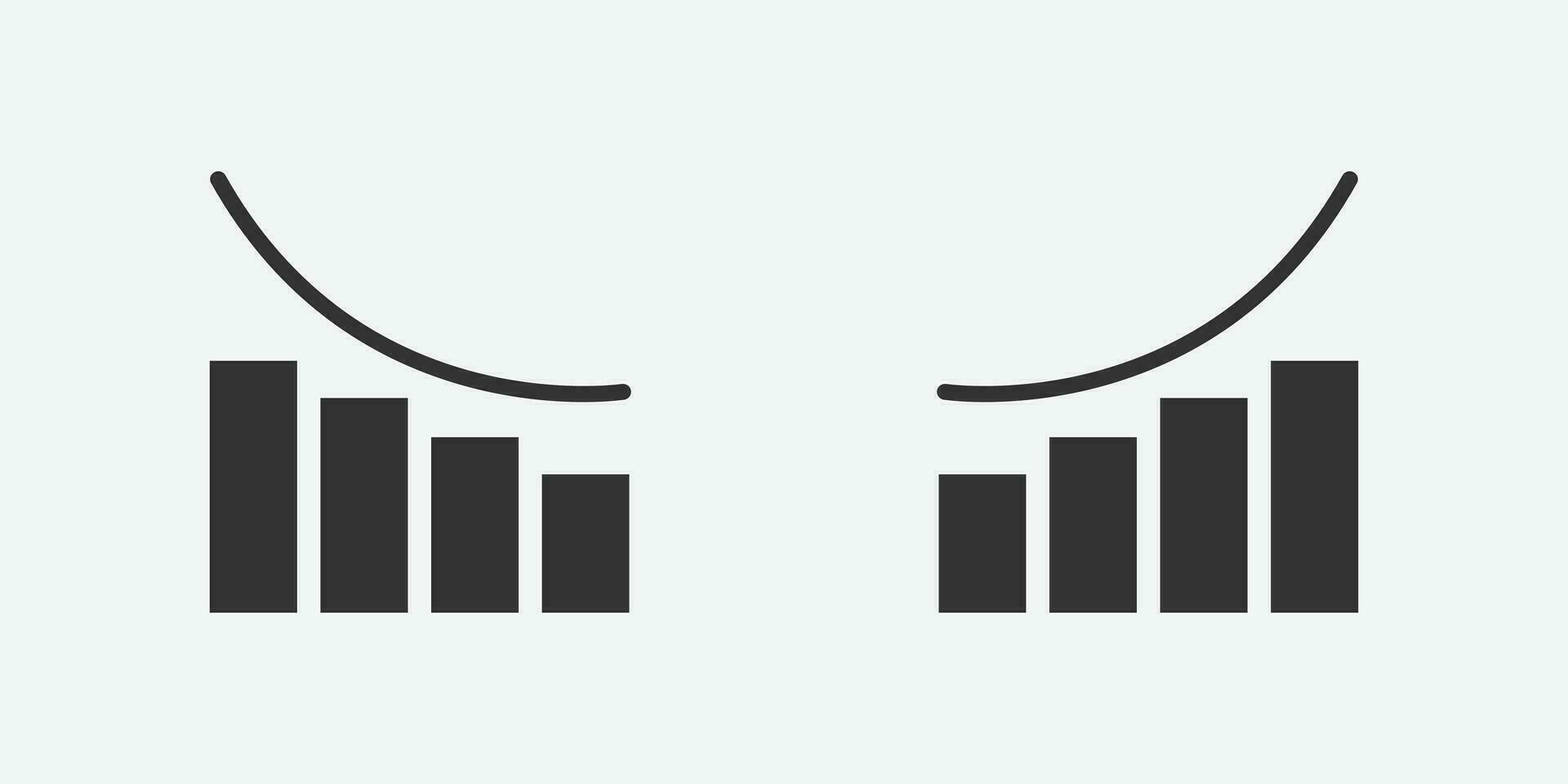 vector illustration of bar chart icon on grey background