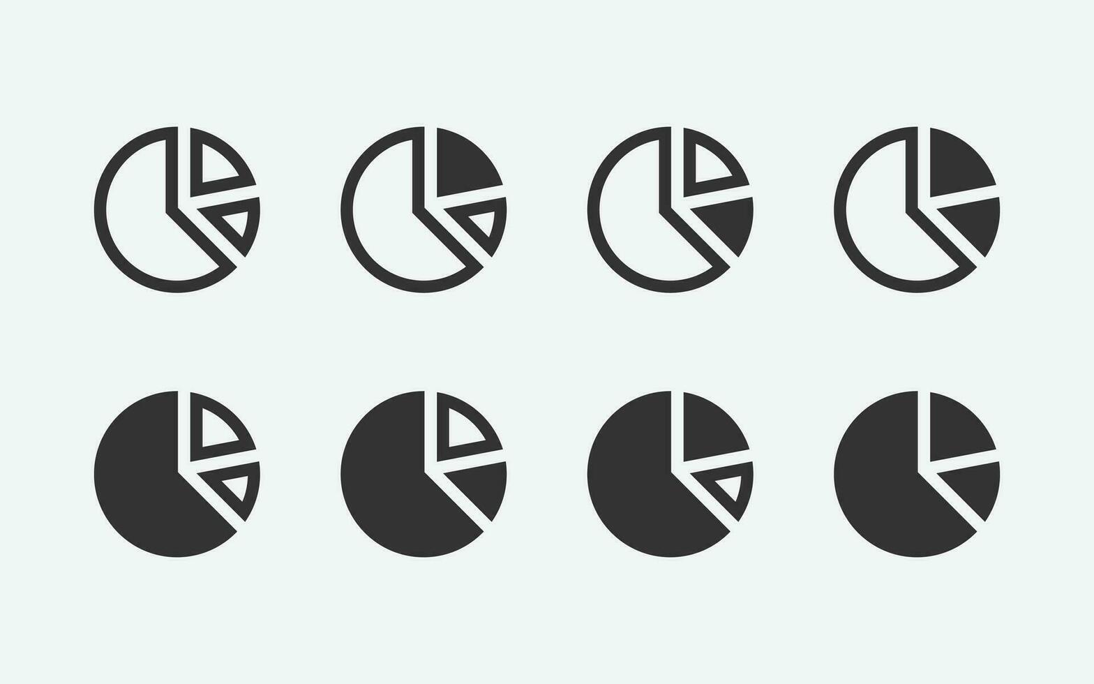 vector illustration of pie chart icon on grey background