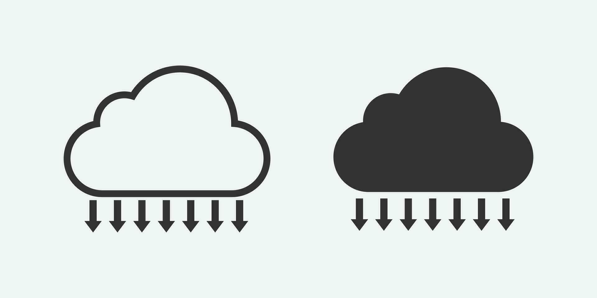 vector illustration of cloud download icon on grey background