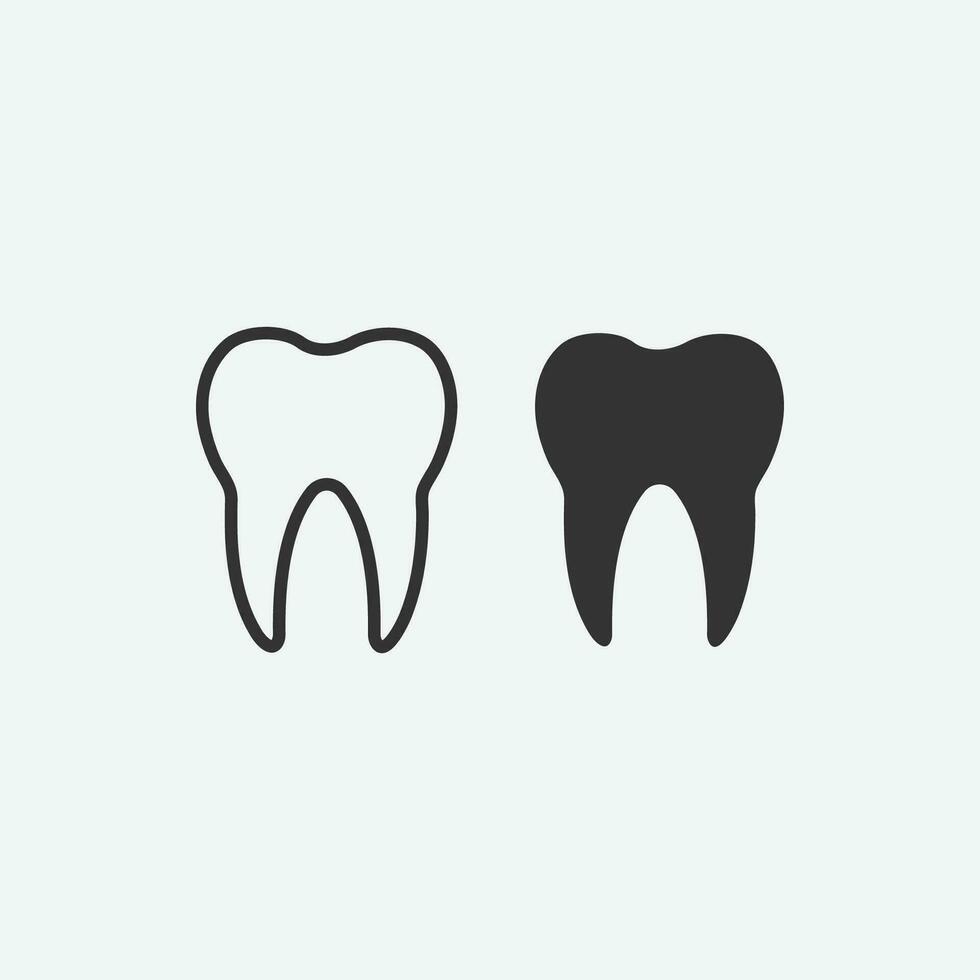 vector illustration of tooth icon on grey background