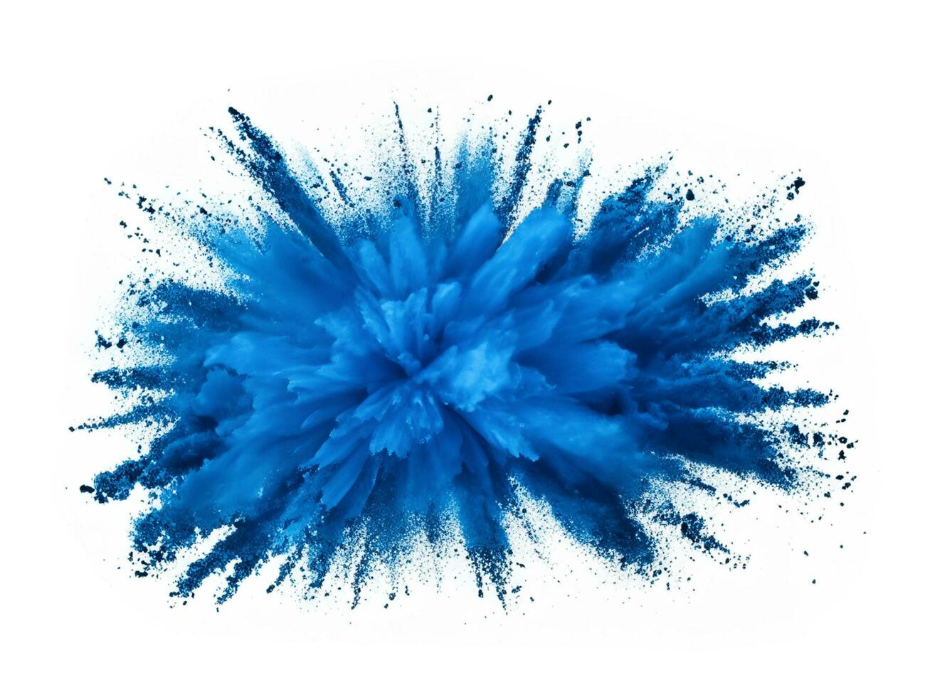 blue explosion of powder on a white background photo