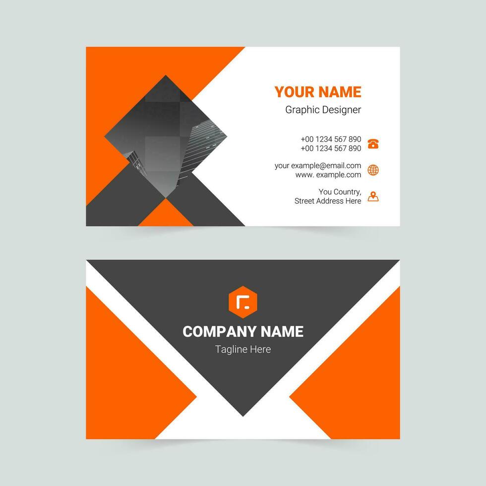 Orange Black Modern Business Card vector