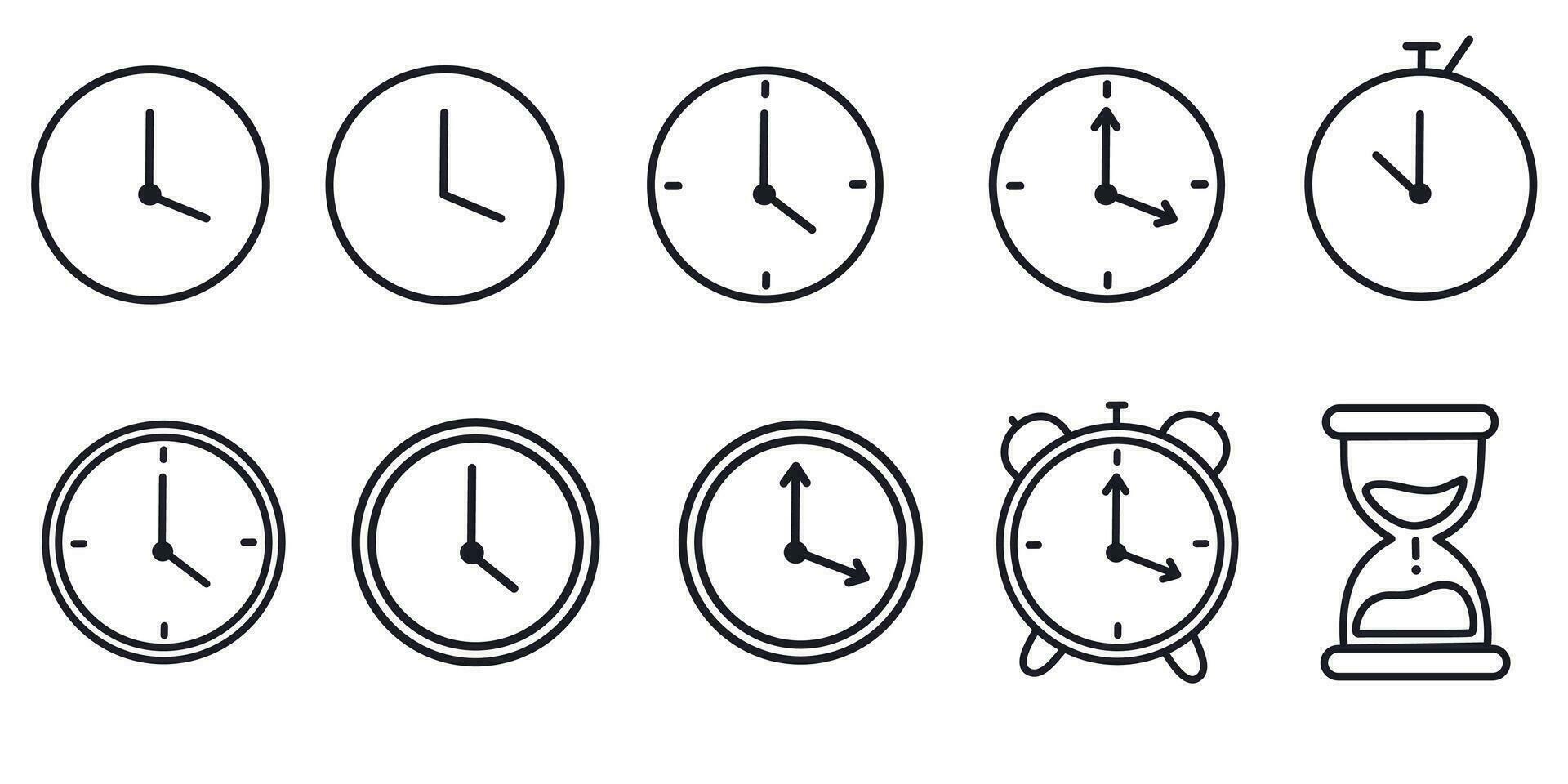 Time icon. Concept editable stroke outline line icons set isolated on white background flat vector illustration.  64 x 64.