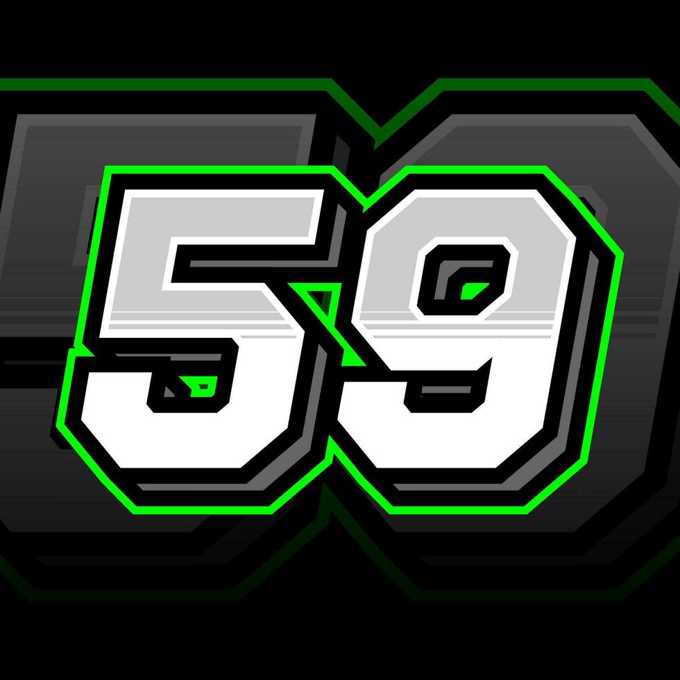 Fifty Nine Number Vector Clipart Simple Decal Design