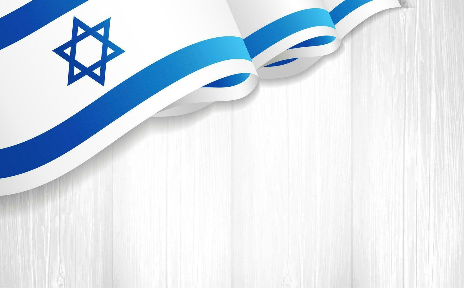 Israeli 3D flag on wooden boards. Holiday or political background. vector