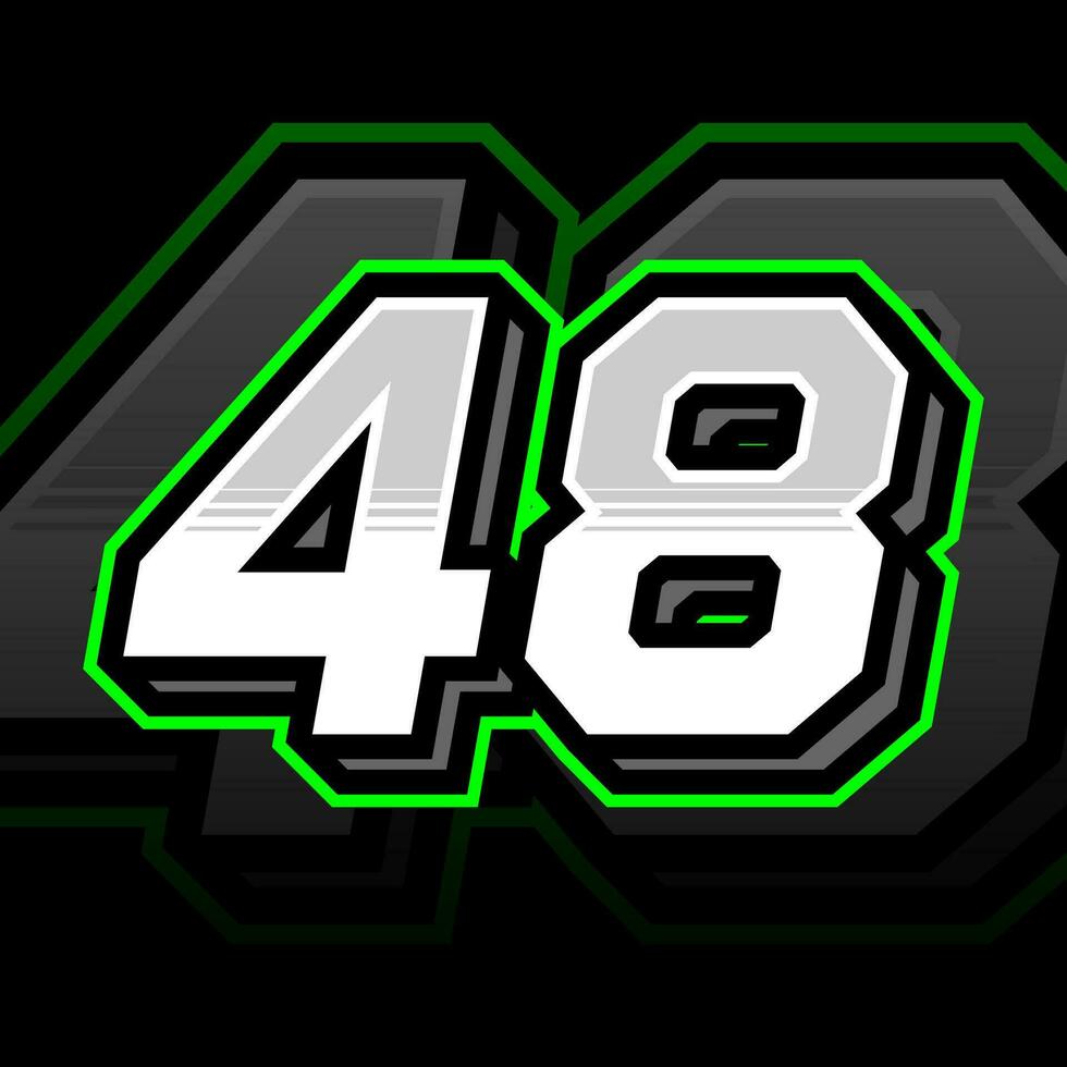 Forty Eight Number Vector Clipart Simple Decal Design