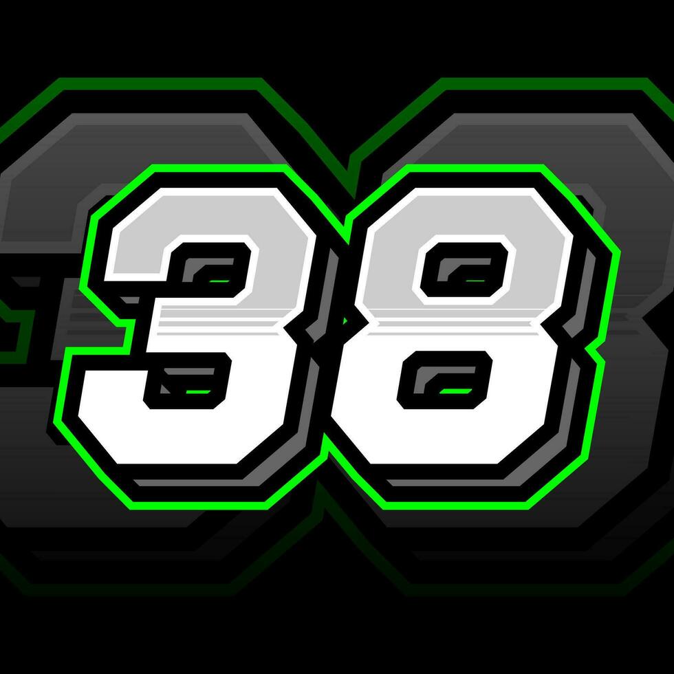 Thirty Eight Number Vector Clipart Simple Decal Design