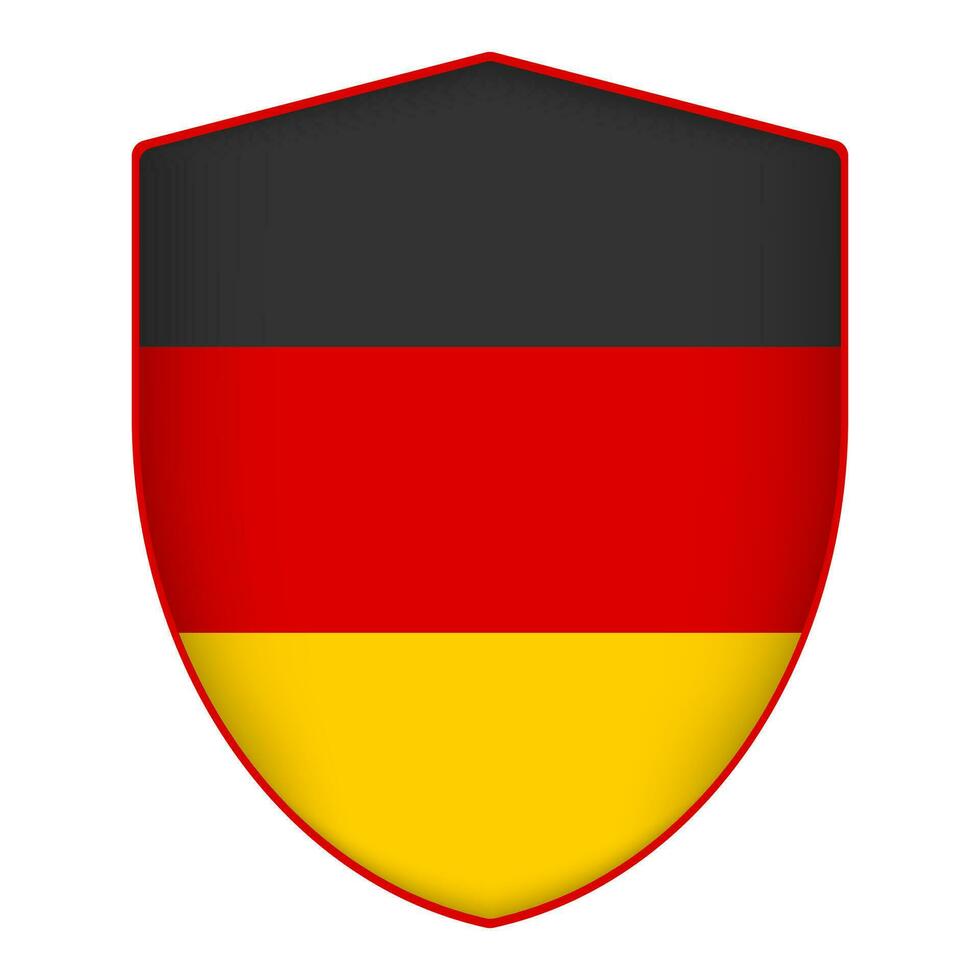 Germany flag in shield shape. Vector illustration.