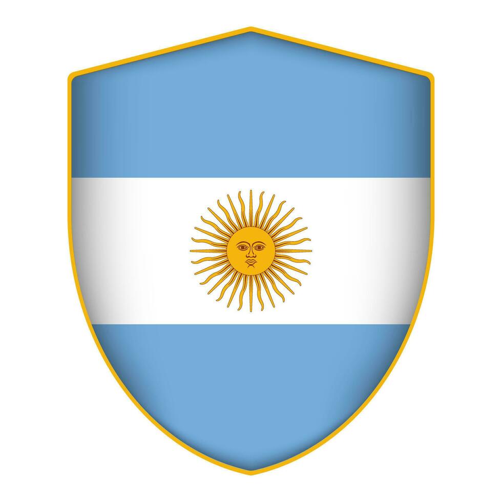Argentina flag in shield shape. Vector illustration.