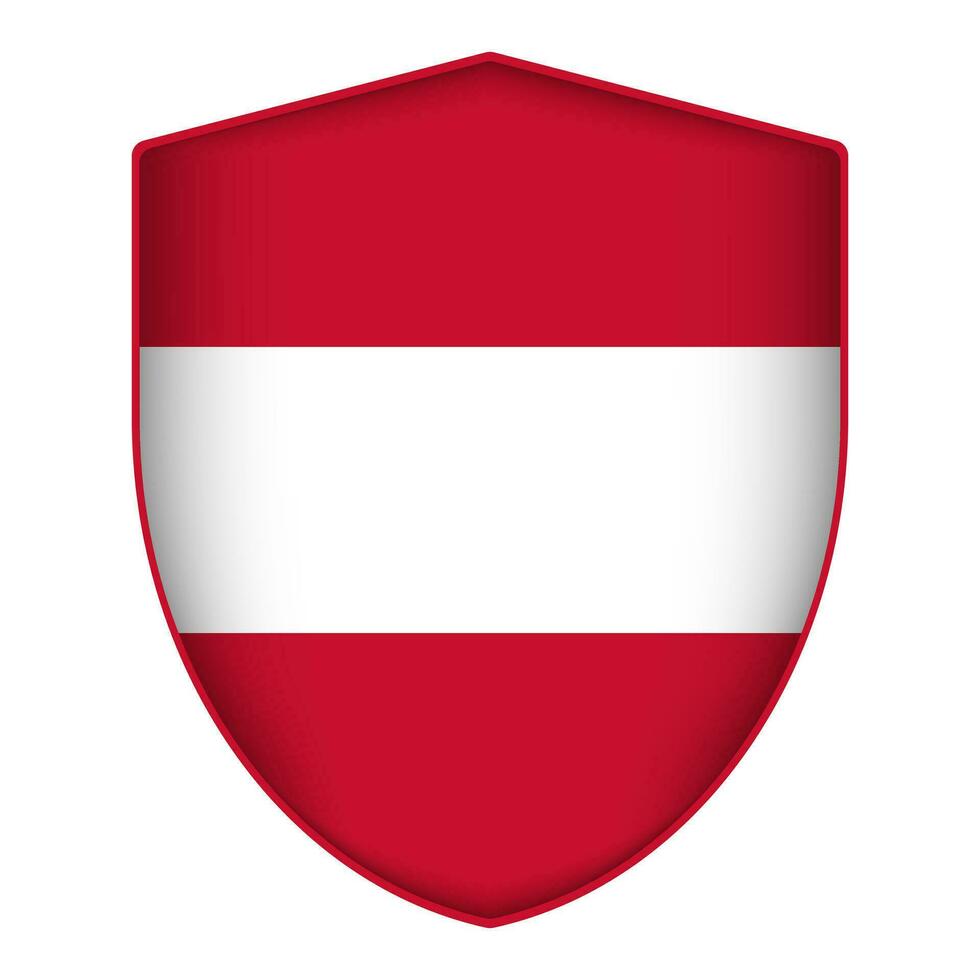 Austria flag in shield shape. Vector illustration.