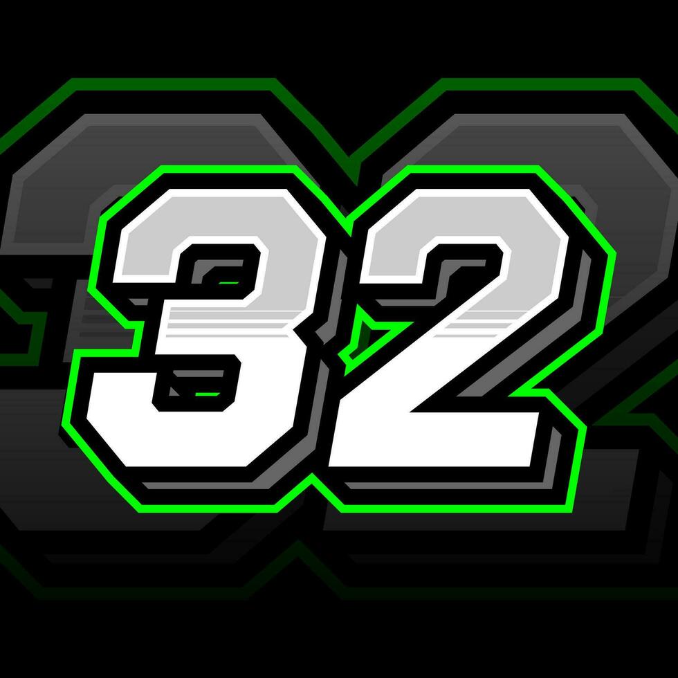 Thirty Two Number Vector Clipart Simple Decal Design